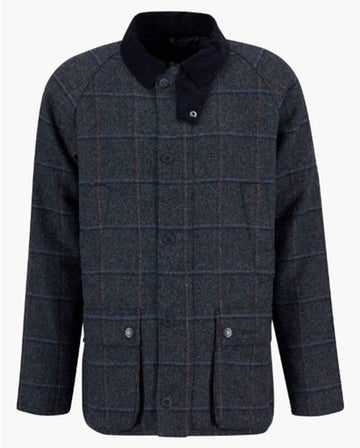 Bedale Check Corduroy Collar Wool Jacket in Blue by Barbour