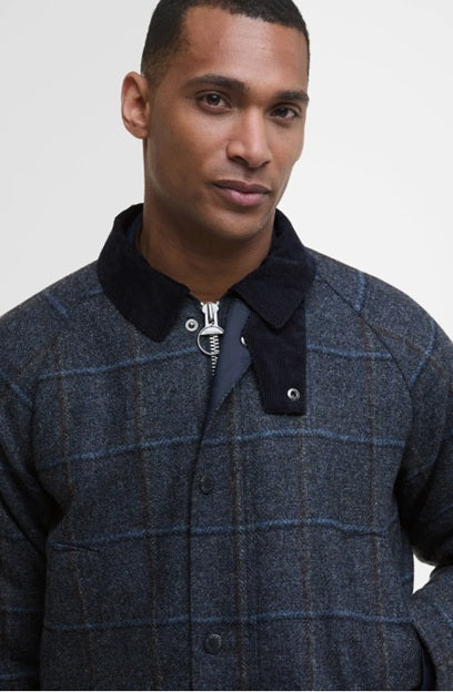 Bedale Check Corduroy Collar Wool Jacket in Blue by Barbour