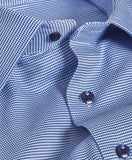 Blue Micro Dobby Regular Fit Dress Shirt in Blue by David Donahue