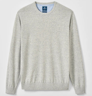 Albus Heathered Linen Blend Crewneck Sweater in Light Gray by Johnnie-O