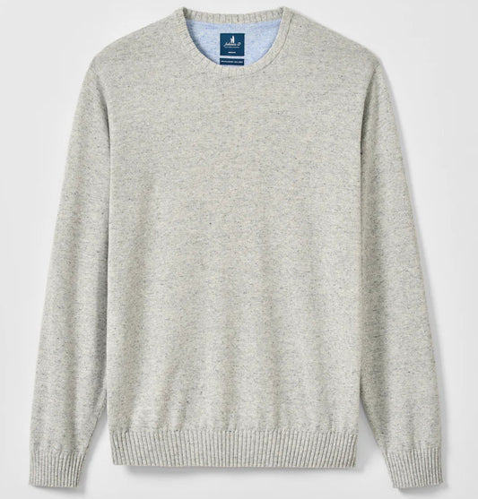 Albus Heathered Linen Blend Crewneck Sweater in Light Gray by Johnnie-O
