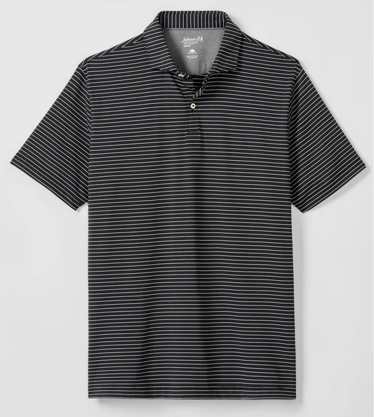 Beau Stripe Performance Jersey Polo in Black by Johnnie-O