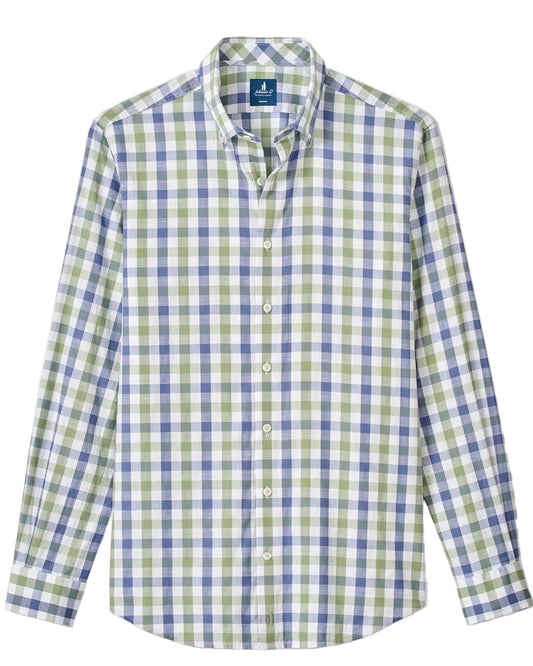 Slub Cotton Button Down Shirt Candler in Forest by Johnnie-O