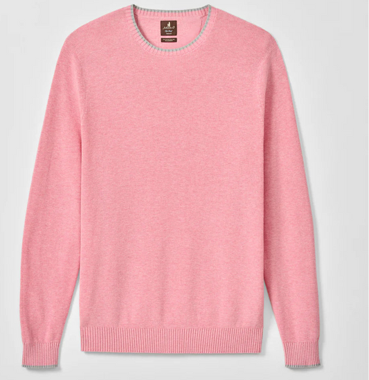Hatcher Cotton Blend Crewneck Sweater in Flamingo by Johnnie-O