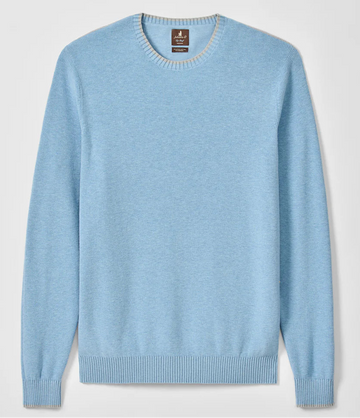 Hatcher Cotton Blend Crewneck Sweater in Maliblu by Johnnie-O