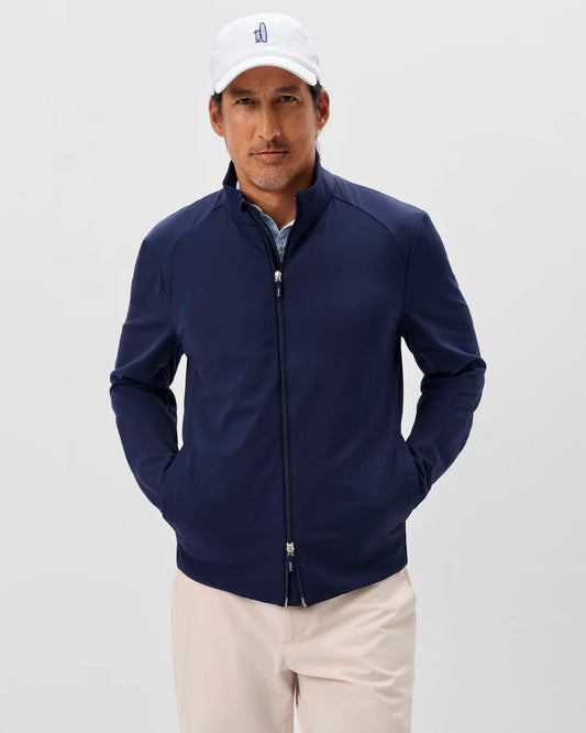 Hoppin Ribbed Knit Performance Jacket in Navy by Johnnie-O