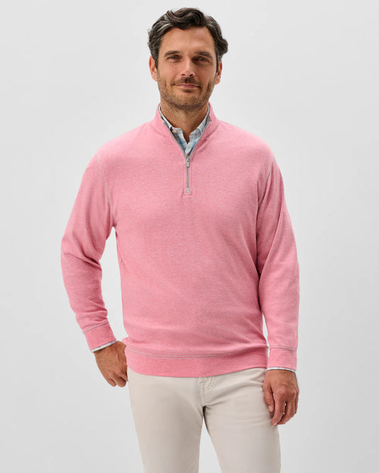 Hanks Lightweight Textured 1/4 Zip Pullover in Berry by Johnnie-O