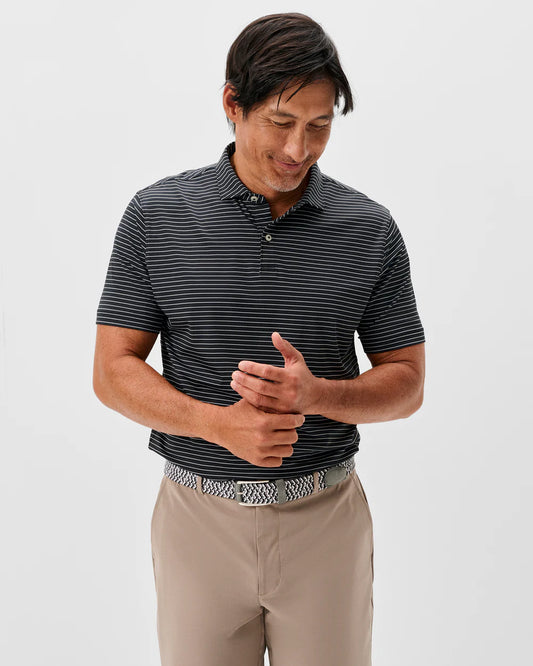 Beau Stripe Performance Jersey Polo in Black by Johnnie-O