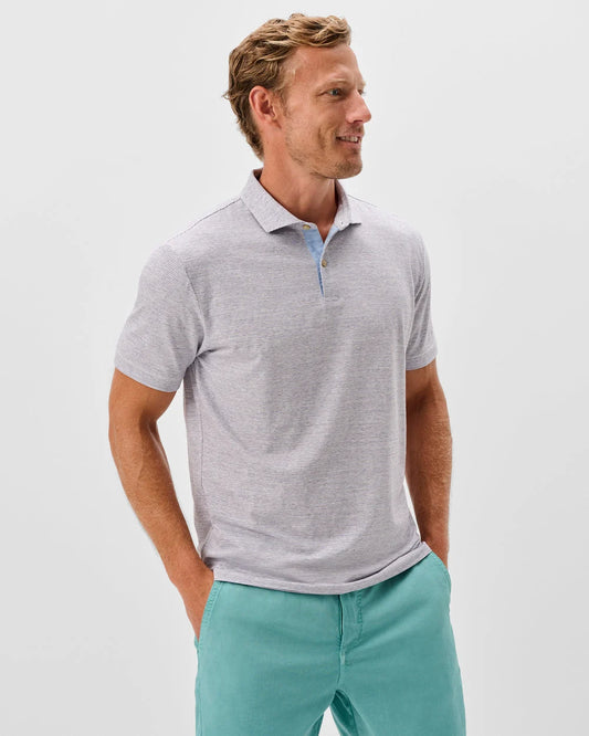 Thatcher Slub Cotton Blend Polo in Bluestone by Johnnie-O
