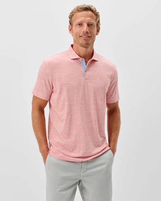 Thatcher Slub Cotton Blend Polo in Slate Rose by Johnnie-O