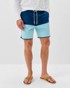 Tully Half Elastic 7" Surf Shorts - Scalloped Hem in Sport Navy by Johnnie-O