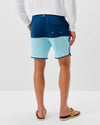 Tully Half Elastic 7" Surf Shorts - Scalloped Hem in Sport Navy by Johnnie-O