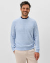 Albus Heathered Linen Blend Crewneck Sweater in Gulf Blue by Johnnie-O