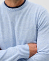 Albus Heathered Linen Blend Crewneck Sweater in Gulf Blue by Johnnie-O