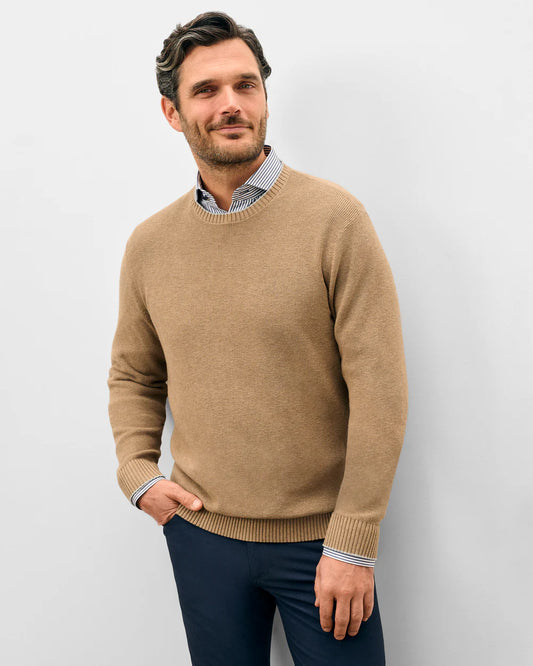 Hatcher Cotton Blend Crewneck Sweater in Alpaca by Johnnie-O