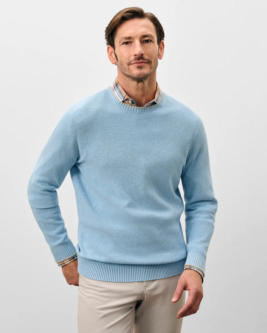 Hatcher Cotton Blend Crewneck Sweater in Maliblu by Johnnie-O