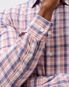 Slub Cotton Button Down Shirt Jordi Plaid in Lollipop by Johnnie-O