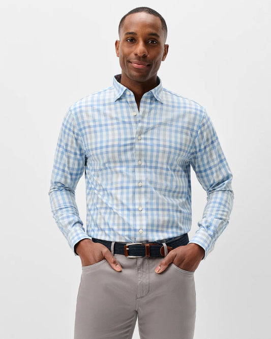 Everyday Performance Button Down Shirt - Cay Exploded Gingham in Maliblu by Johnnie-O