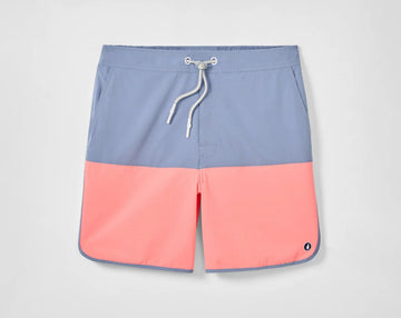 Tully Half Elastic 7" Surf Shorts - Scalloped Hem in Noreaster by Johnnie-O