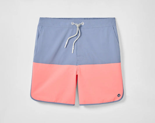 Tully Half Elastic 7" Surf Shorts - Scalloped Hem in Noreaster by Johnnie-O