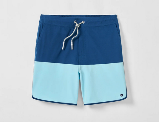 Tully Half Elastic 7" Surf Shorts - Scalloped Hem in Sport Navy by Johnnie-O