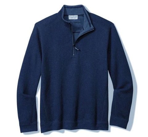 Flip Coast Reversible Half-Zip Sweatshirt in Blue Note Heather by Tommy Bahama