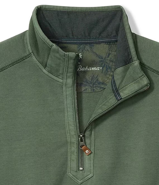 Ben & Terry Half-Zip Sweatshirt in Dark Jade by Tommy Bahama