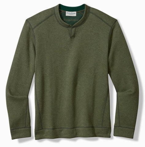 Flip Coast Reversible Abaco Sweatshirt in Army Green Heather by Tommy Bahama