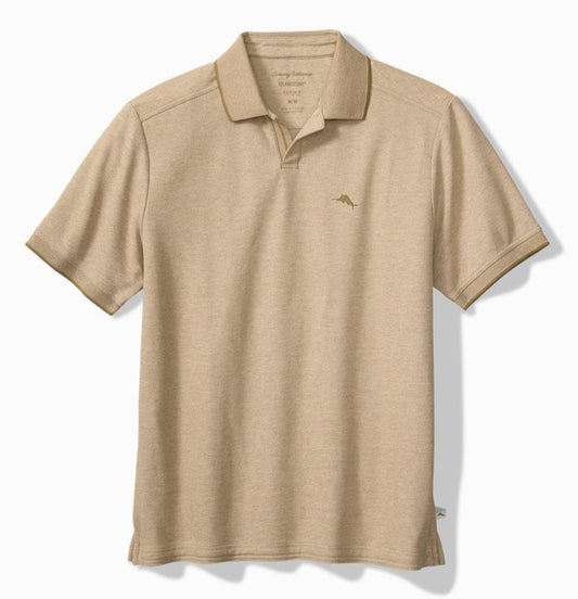 Emfielder Johnny Collar IslandZone® Polo in Stone Khaki Heather by Tommy Bahama