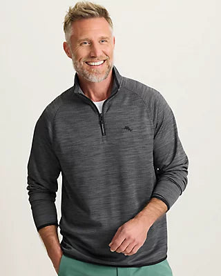 Palm Pro Half-Zip IslandZone Sweatshirt in Black by Tommy Bahama
