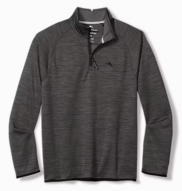 Palm Pro Half-Zip IslandZone Sweatshirt in Black by Tommy Bahama