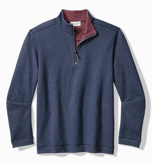 Flipview Half Zip Sweatshirt in Dark Cobalt Heather by Tommy Bahama