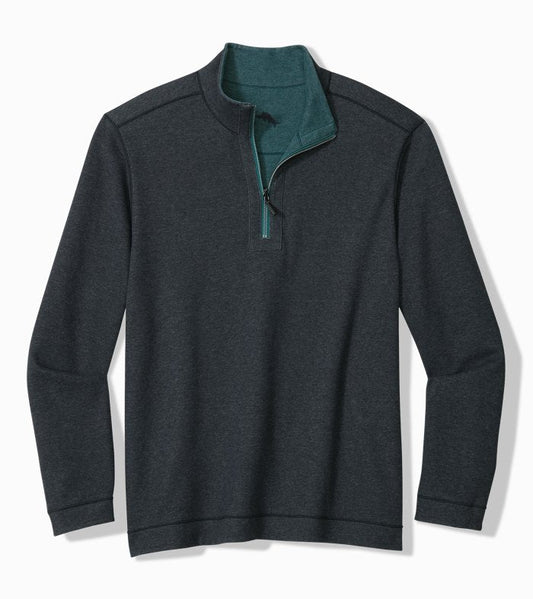 Flipview Half Zip Sweatshirt in Emerald Coast Blue Heather by Tommy Bahama