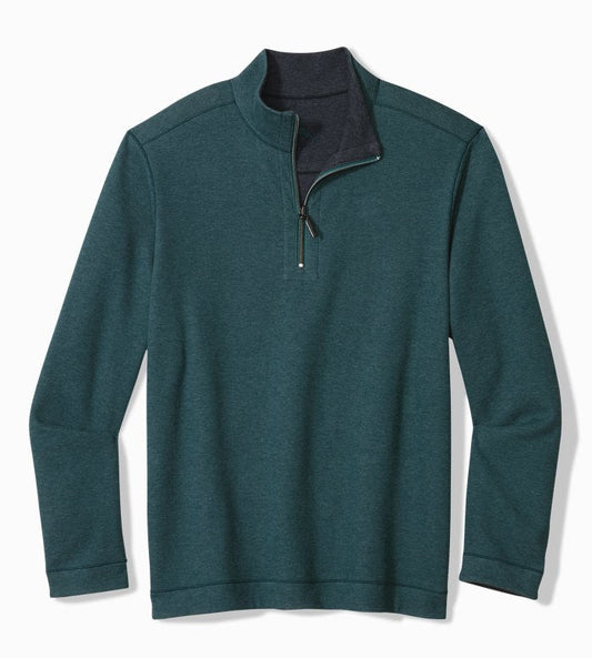 Flipview Half Zip Sweatshirt in Emerald Coast Blue Heather by Tommy Bahama