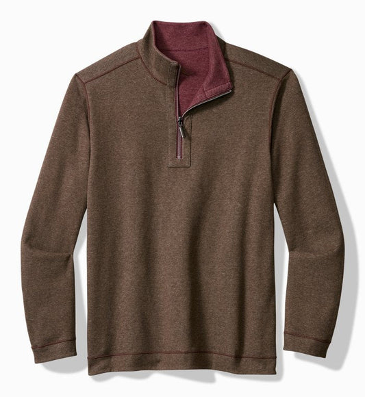 Flipview Half Zip Sweatshirt in Pinot Noir Heather by Tommy Bahama