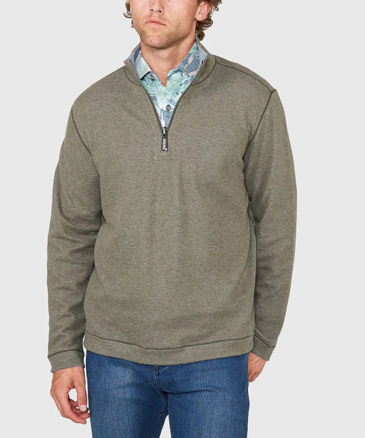Flipview Half Zip in Dark Fern Heather by Tommy Bahama