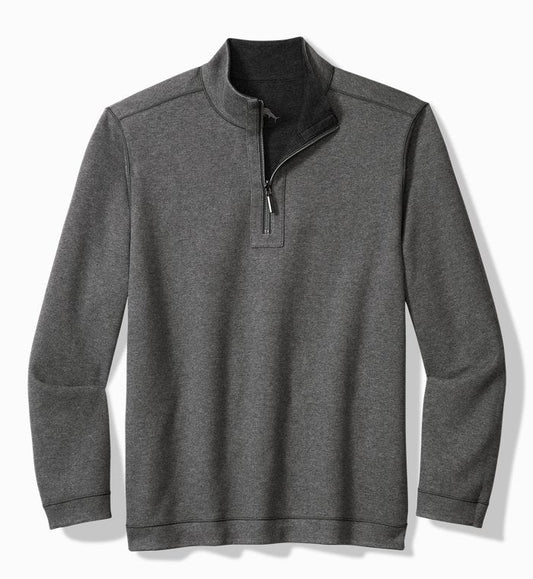 Flipview Half Zip Sweatshirt in Black Heather by Tommy Bahama