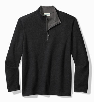 Flipview Half Zip Sweatshirt in Black Heather by Tommy Bahama