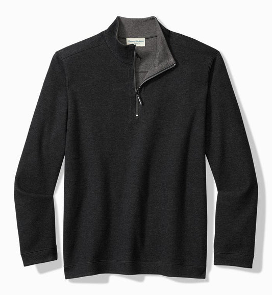Flipview Half Zip Sweatshirt in Black Heather by Tommy Bahama