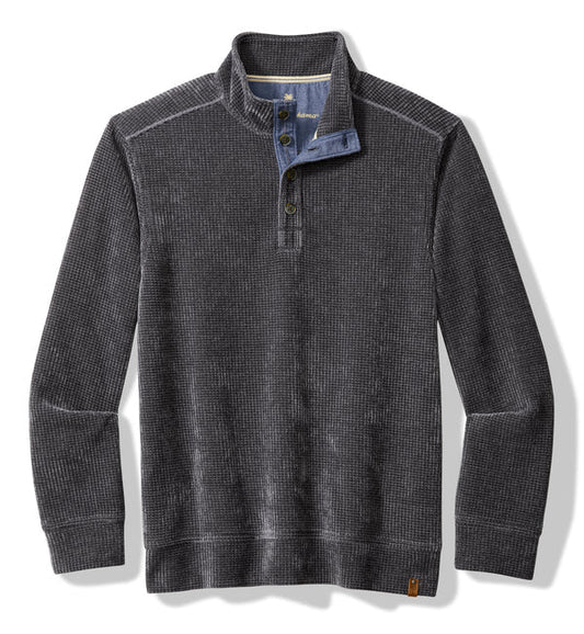 Mt Vista Button Mock Sweater in Turbulence by Tommy Bahama