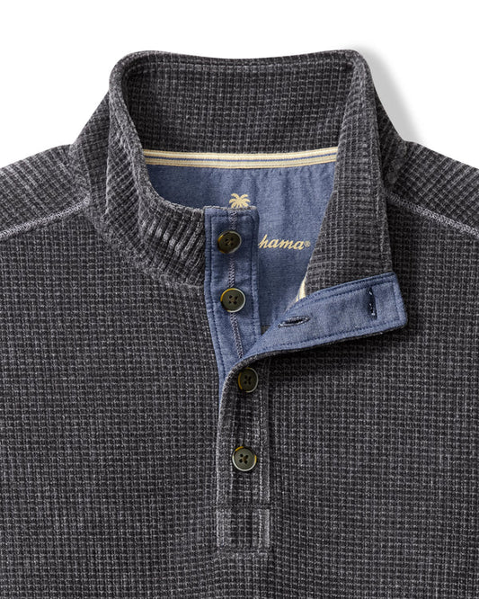 Mt Vista Button Mock Sweater in Turbulence by Tommy Bahama