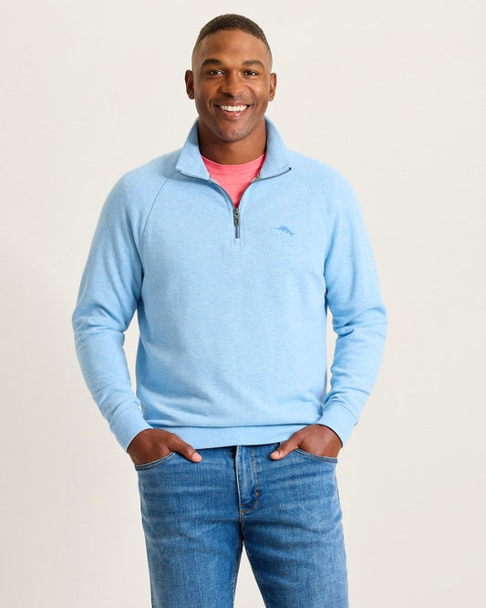 North Port Half-Zip Sweatshirt in Big Sky Blue Heather by Tommy Bahama