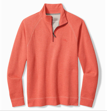 North Port Half-Zip Sweatshirt in Bright Coral Heather by Tommy Bahama