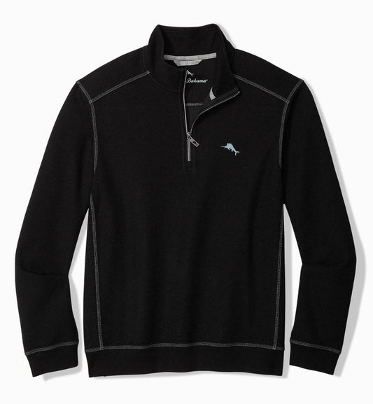 Montego Beach Half-Zip Sweatshirt in Black by Tommy Bahama