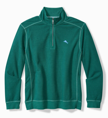 Montego Beach Half-Zip Sweatshirt in Deep Sea Teal by Tommy Bahama