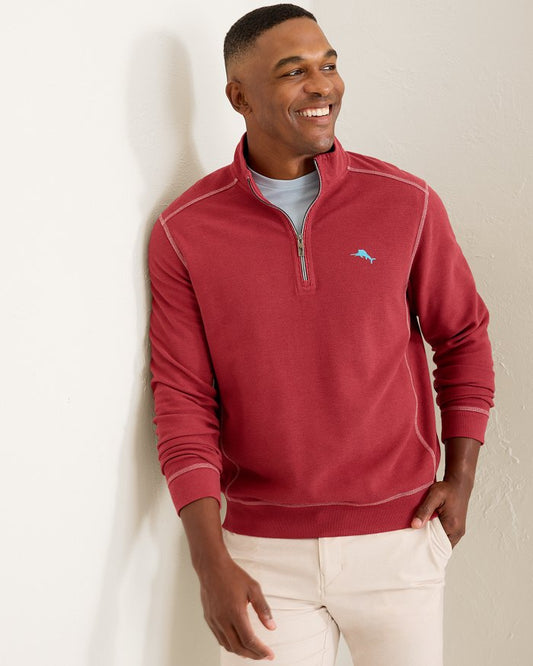 Montego Beach Half-Zip Sweatshirt in Dark Sangria by Tommy Bahama