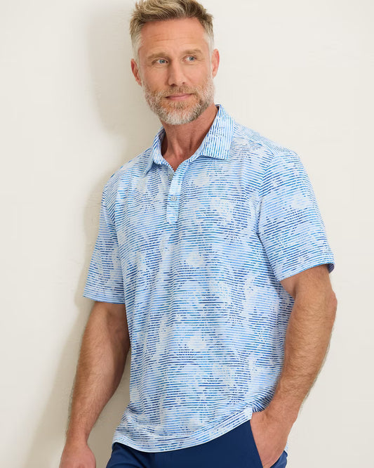 Costa Wave Palm Azul IslandZone® Polo in Blue Vault by Tommy Bahama