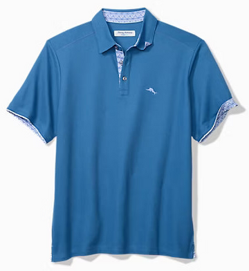 Etched Geo Five O'Clock IslandZone Polo in Bengal Blue by Tommy Bahama