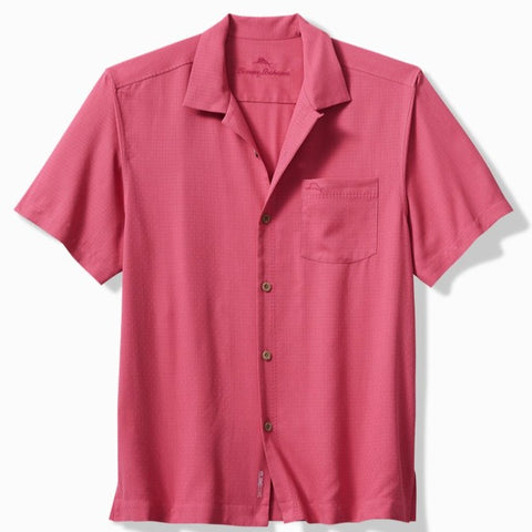 Coastal Breeze Check IslandZone® Camp Shirt in Carmine Pink by Tommy Bahama