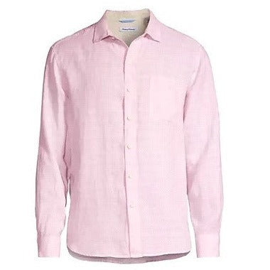 Ventana Plaid Linen Shirt in Primrose Pink by Tommy Bahama